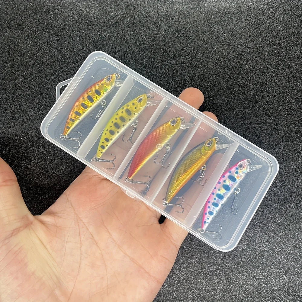 Mini Leurres Minnow Coulants 5 Pièces — Modèle 2 Motifs Tachetés Jaune et Rouge, photo 9