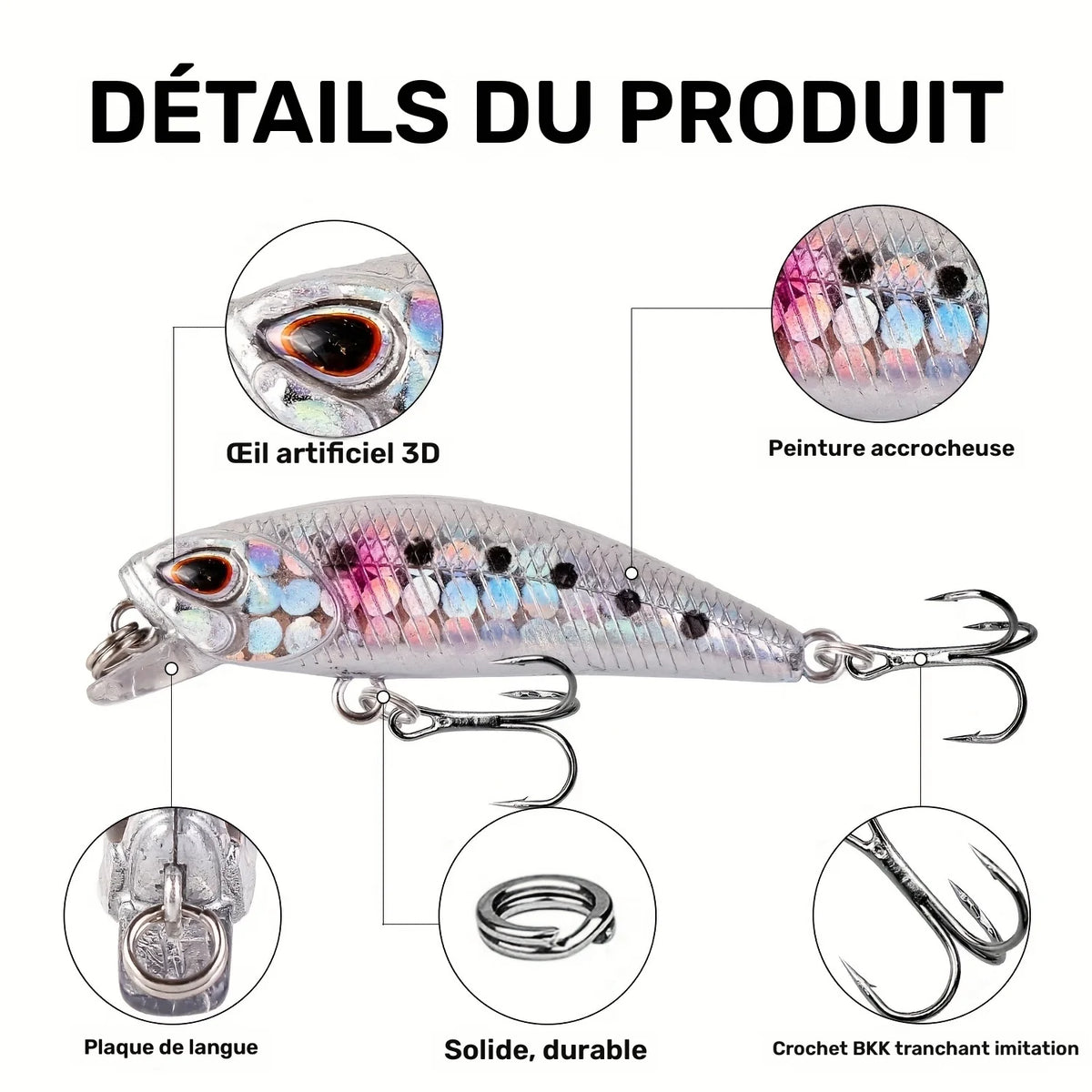 Mini Leurres Vairon Durs 4,5 Cm Lot De 5 — photo 2
