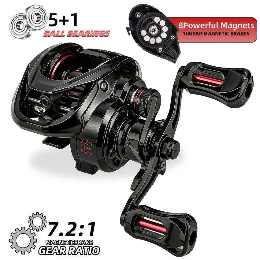 Moulinet Baitcasting Léger 7.2:1 avec Freinage Précis — photo 2
