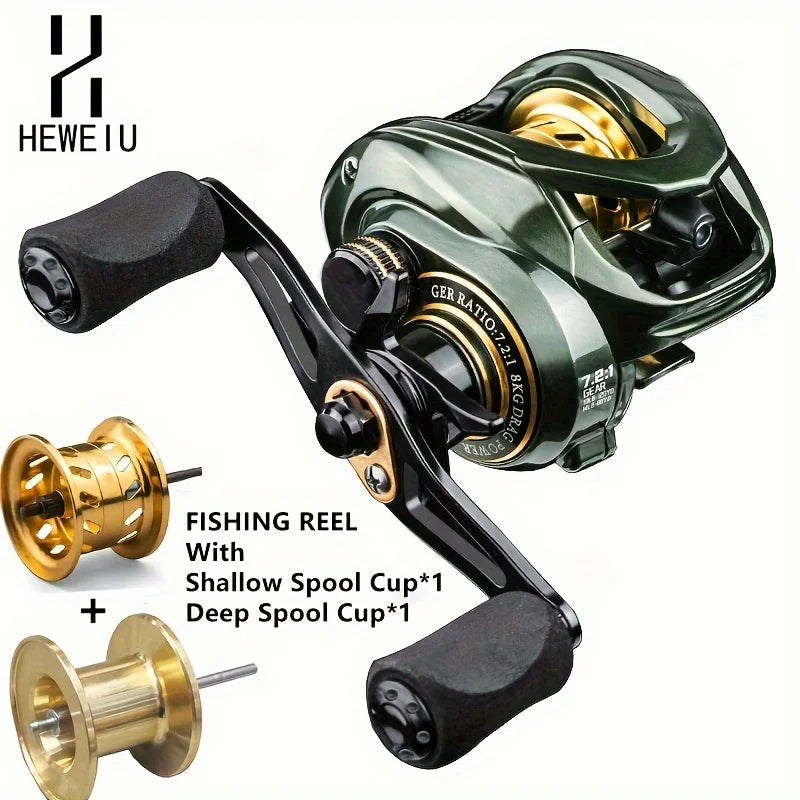 Moulinet Baitcasting Robuste À Bobine Plate Et Profonde