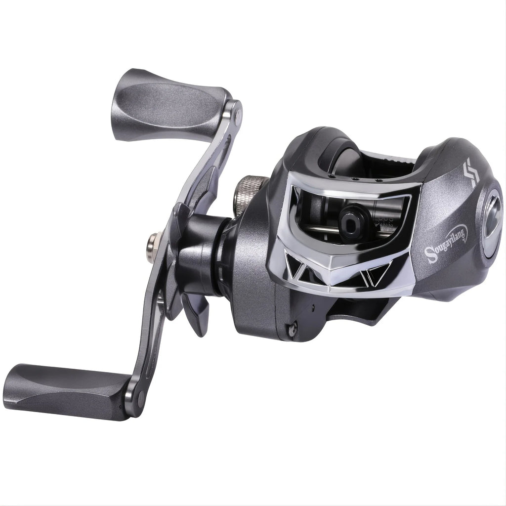 Moulinet De Pêche Baitcasting En Aluminium Ambidextre — Gris Argenté Droit, photo 6