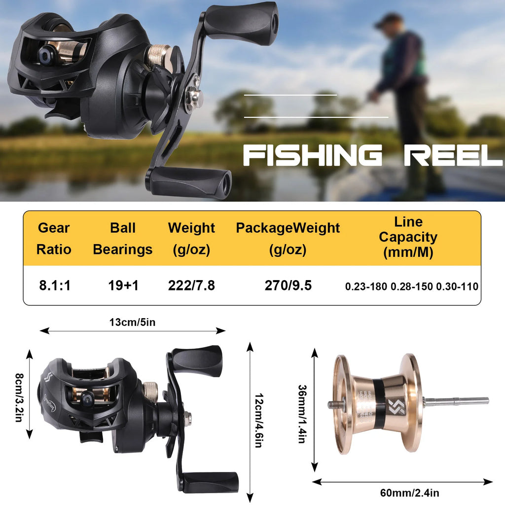 Moulinet De Pêche Baitcasting En Aluminium Ambidextre — photo 12