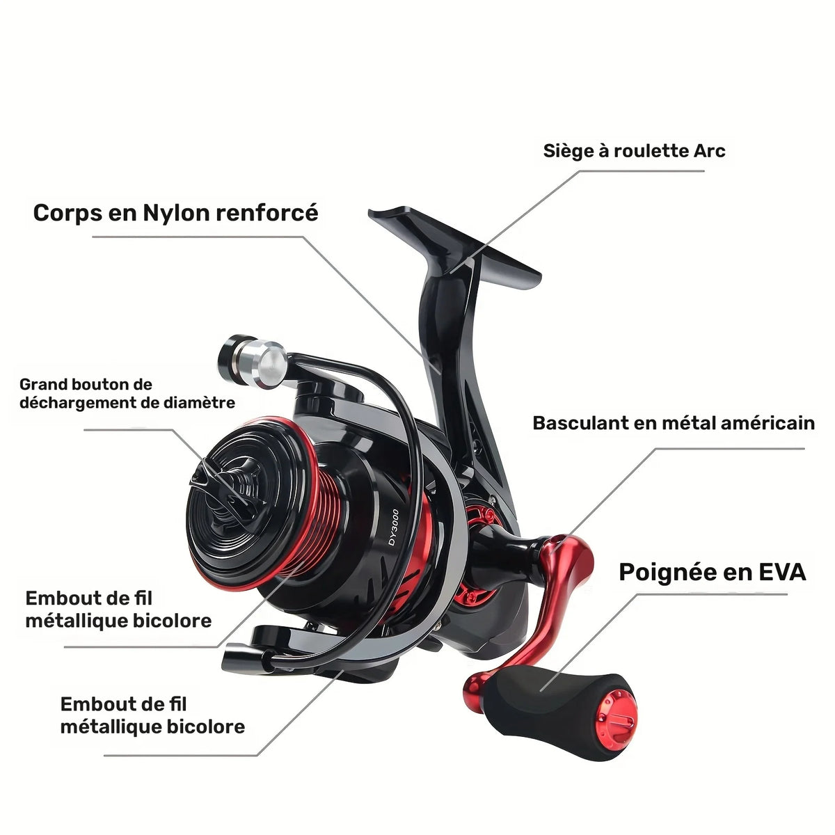 Moulinet Rotatif en Fibre de Carbone pour Pêche — photo 4