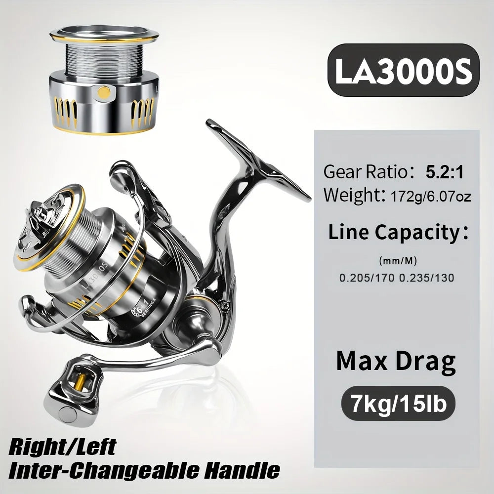 Moulinet Rotatif en Fibre de Carbone pour Pêche — LA1500S 164g 5kg Max Drag, photo 11