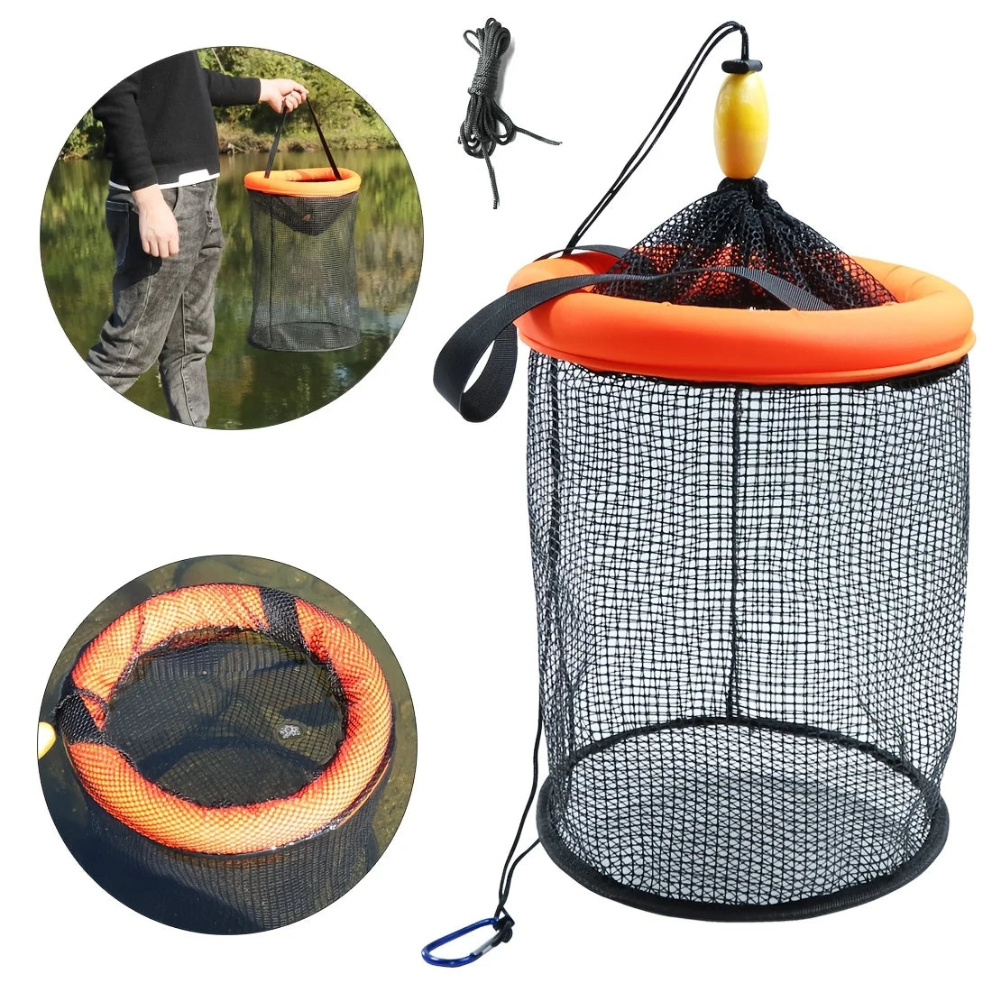 Panier de Pêche Flottant Pliable en Nylon
