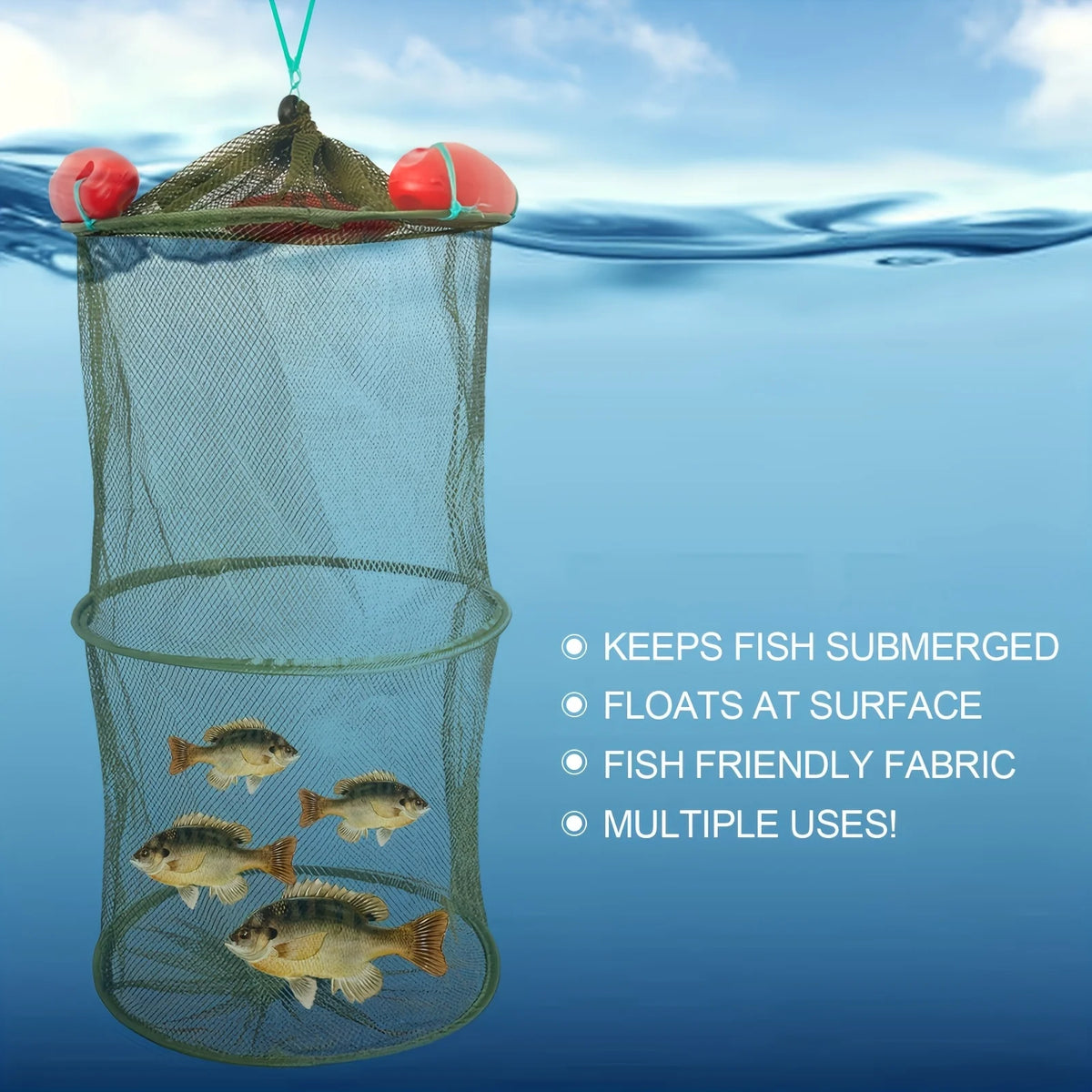 Panier De Pêche Pliable En Nylon Avec Filet