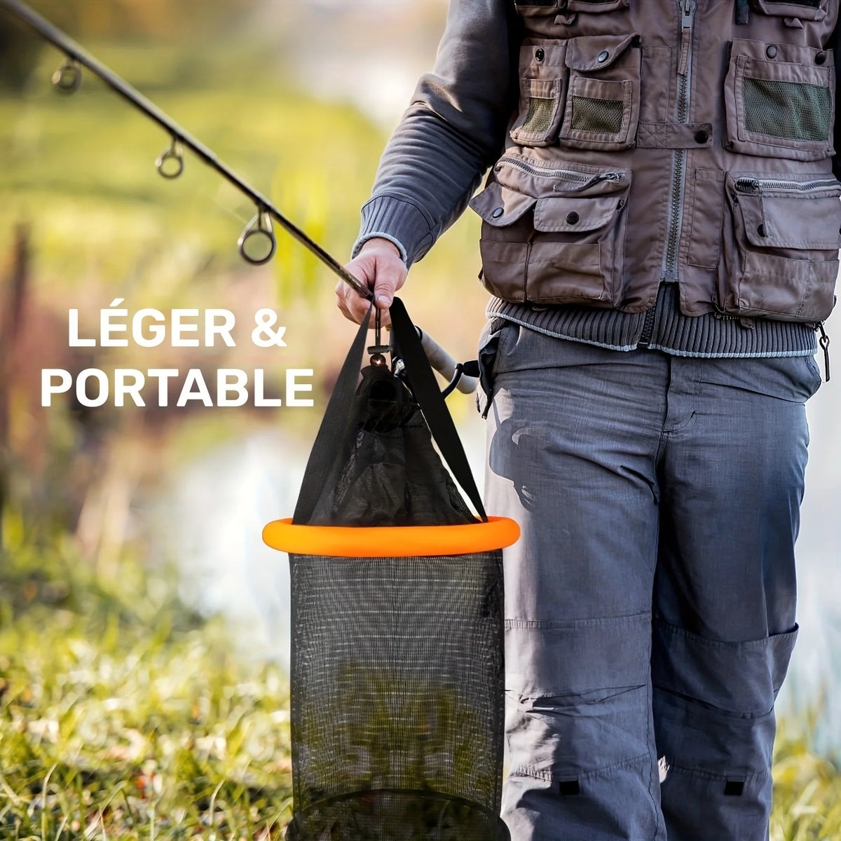 Panier De Pêche Pliable En Nylon Avec Filet — photo 8