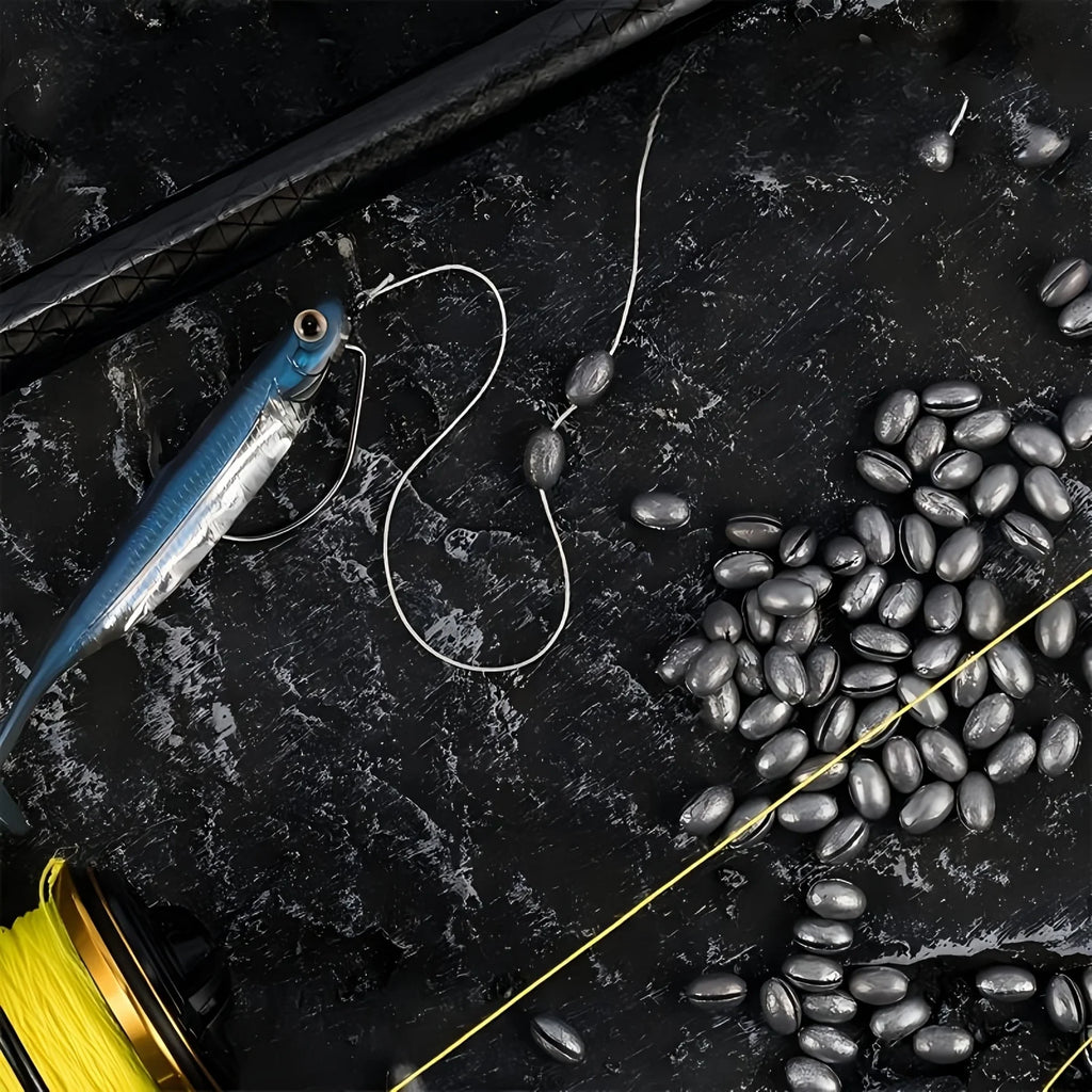 Plombs Ovales Réglables Noir Mat pour Pêche