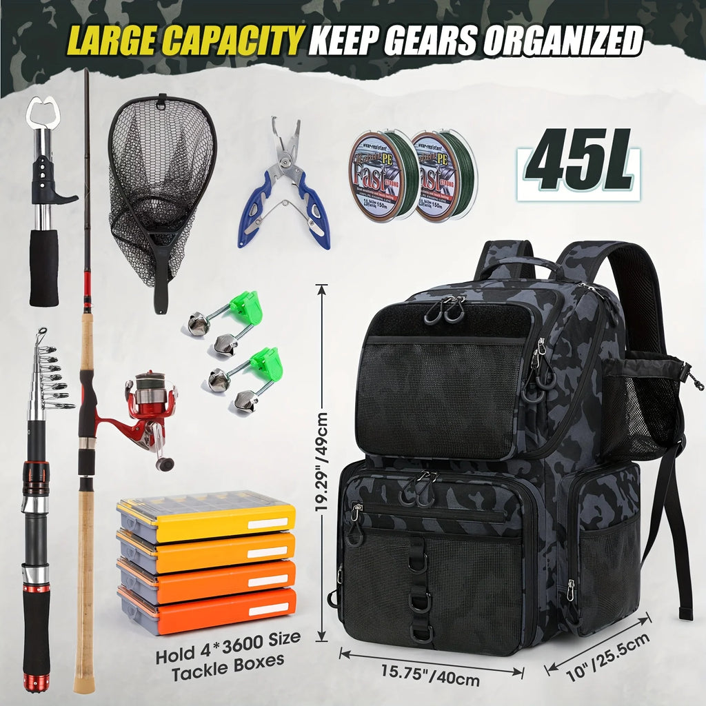 Sac De Pêche 45 L Robuste Avec Support De Canne — photo 4
