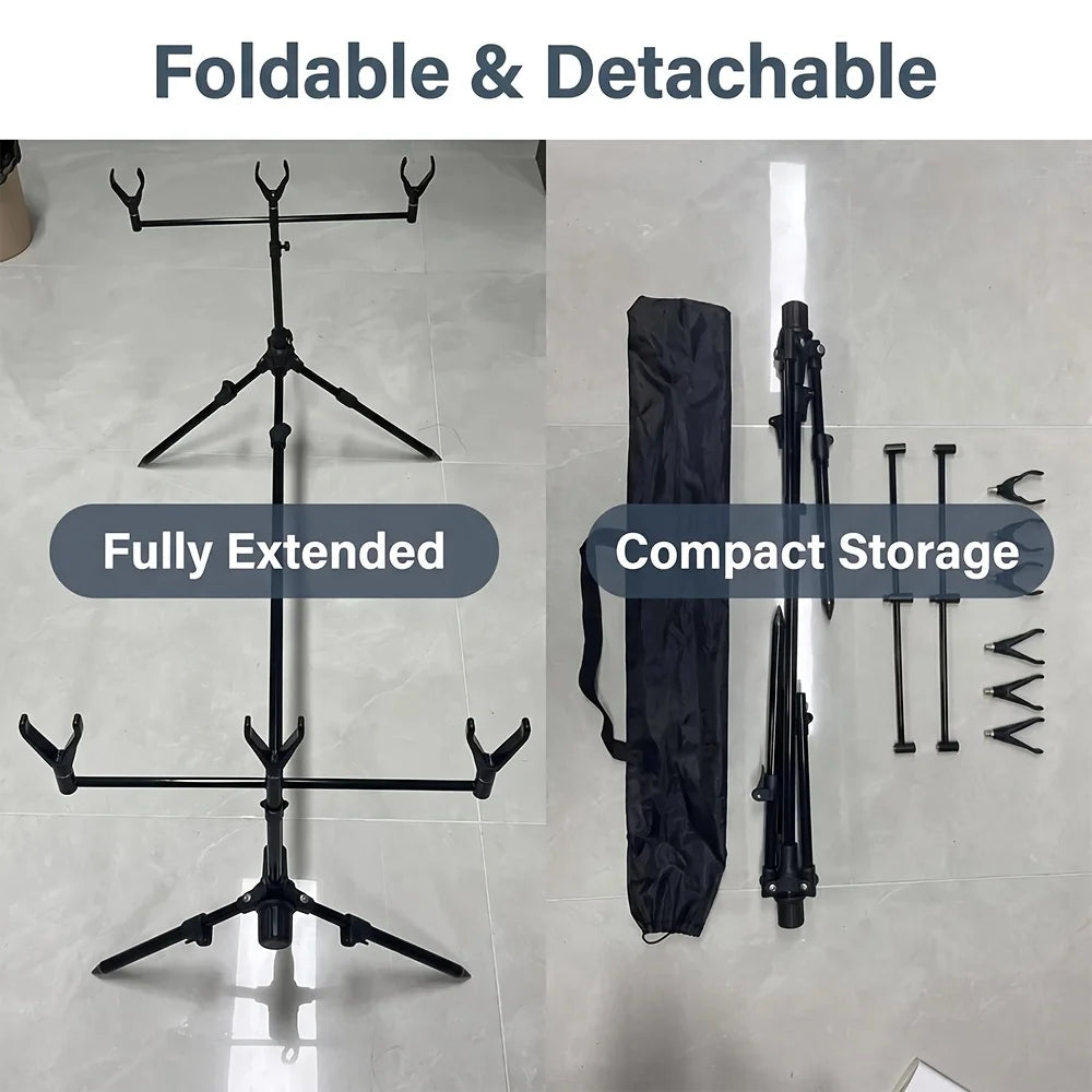 Support À Tourelle À Trois Têtes Pliable Pour Pêche À La Carpe — photo 2