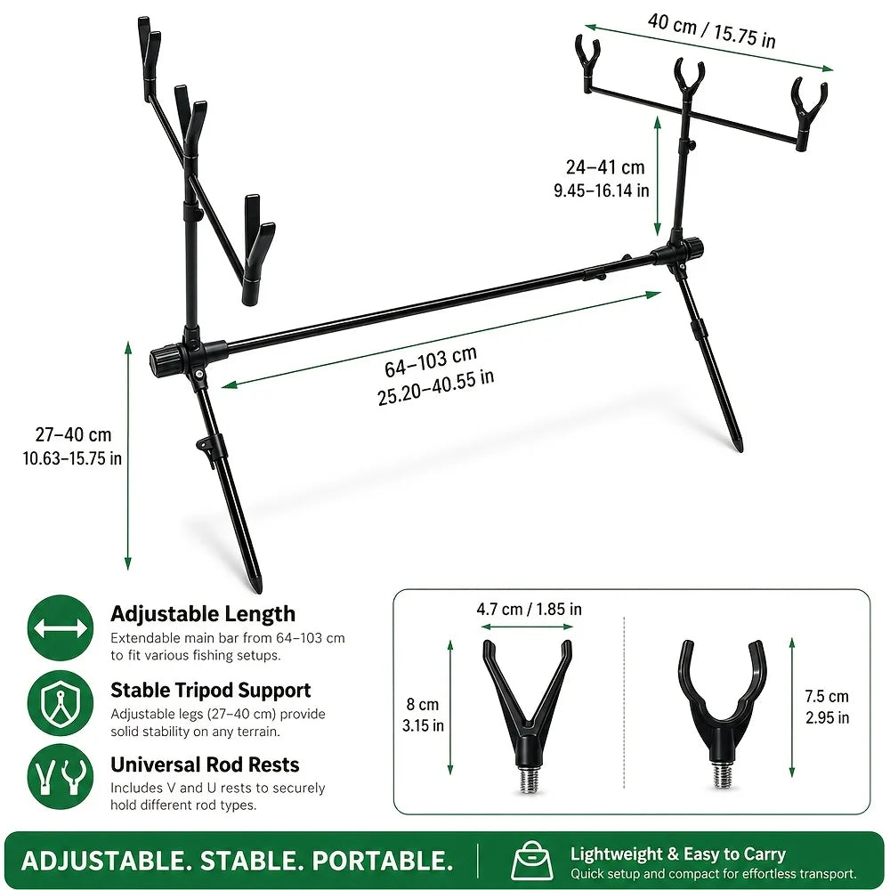 Support À Tourelle À Trois Têtes Pliable Pour Pêche À La Carpe — photo 6