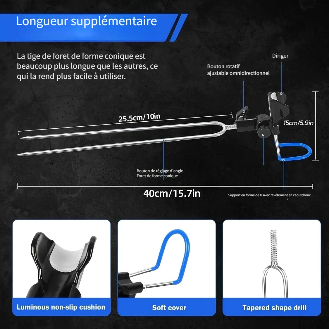 Support de Canne à Pêche Surélevé Antidérapant en Acier Inoxydable — photo 6