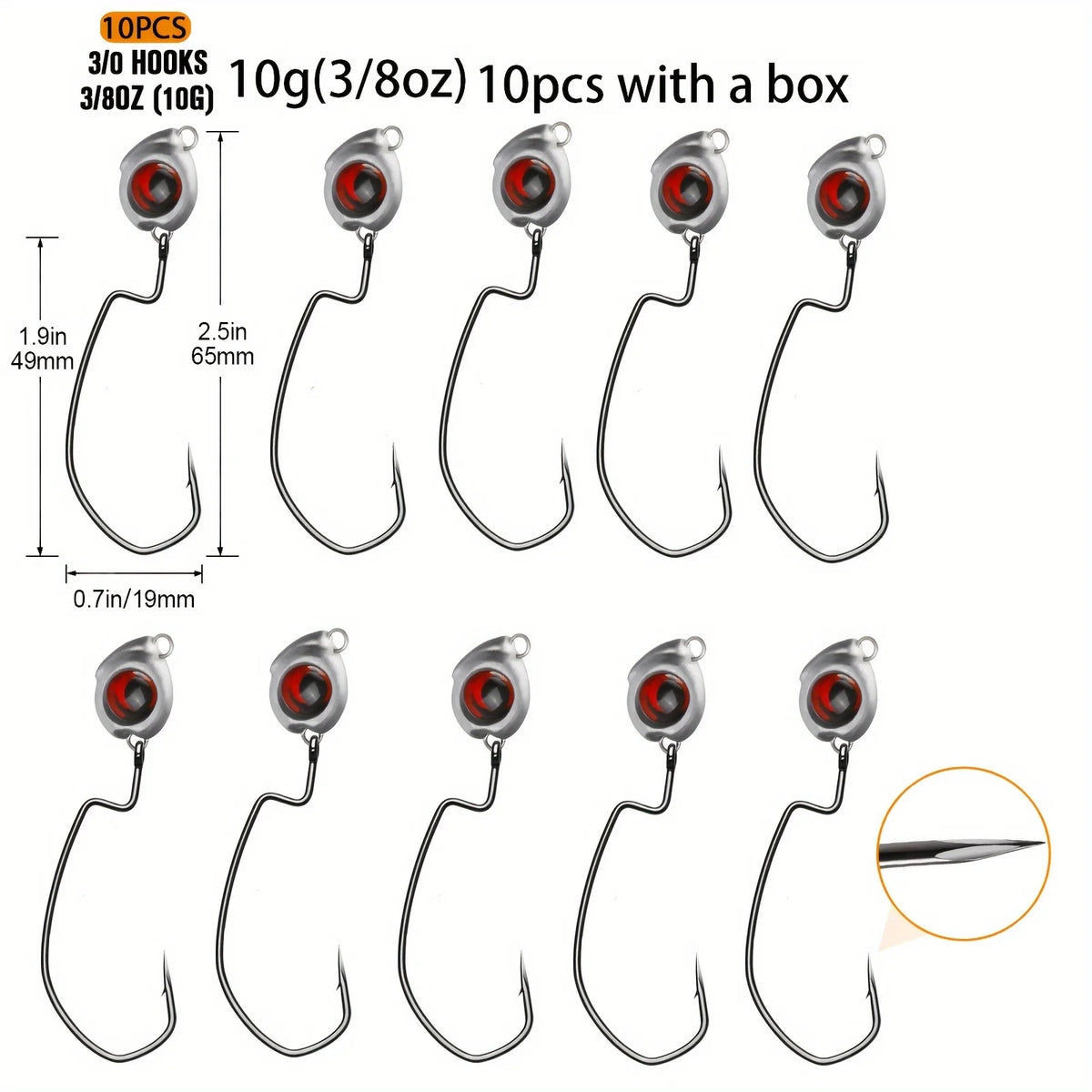 Têtes de Jig Swimbait Pour Pêche Texas Rig — 10 g 10 Pièces, photo 11