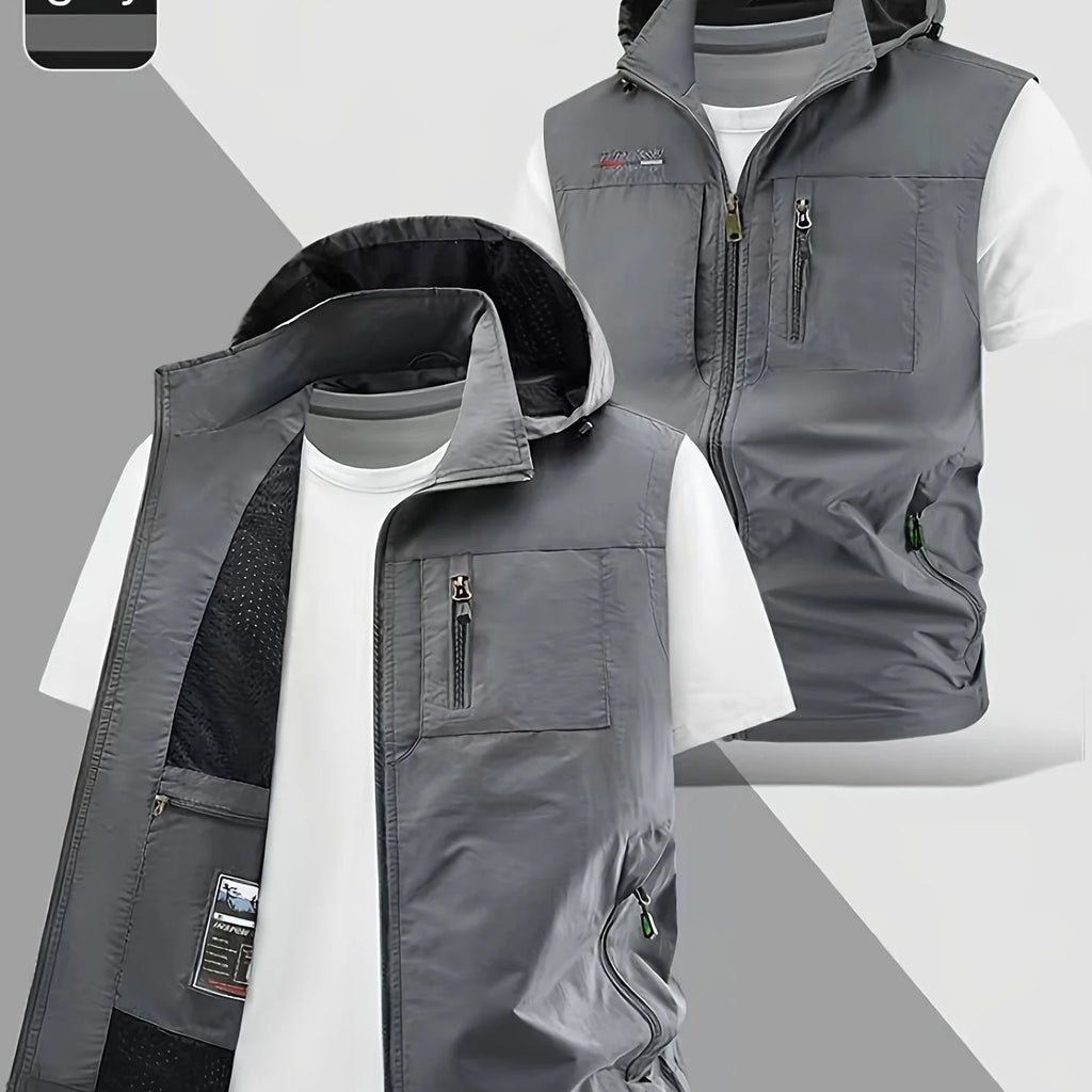 Veste Sans Manches À Capuche Cargo Légère — Gris, photo 12